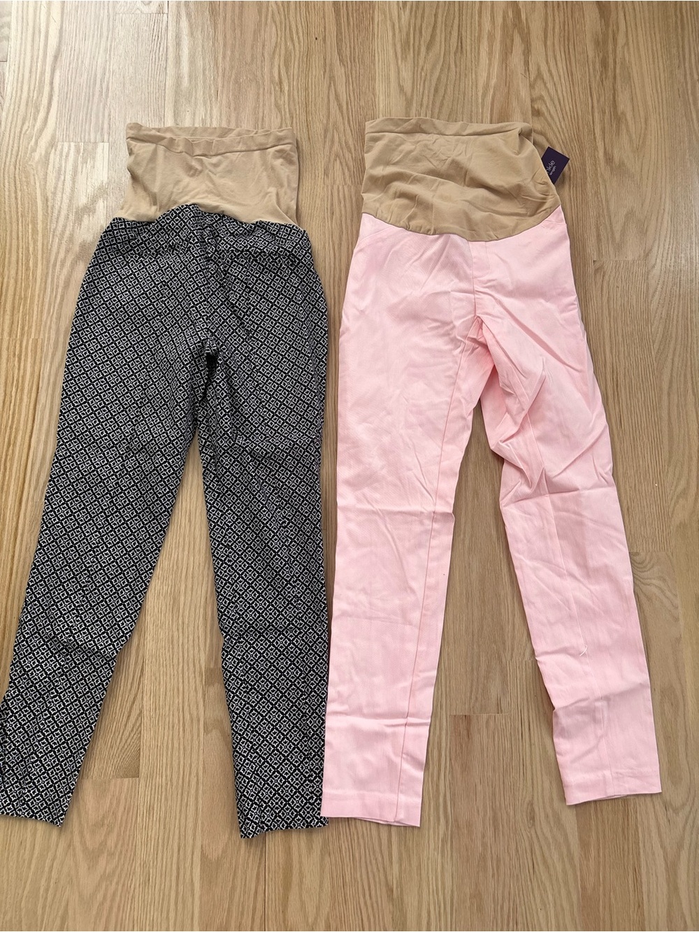 Motherhood Pink & Black Geo Maternity Leggings Set